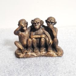 Bronze Monkey Trio Figurine