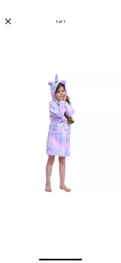 Hooded Purple Unicorn Plush Robe 