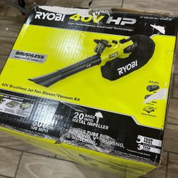 RYOBI 40V HP Brushless 100 MPH 600 CFM Cordless Leaf Blower/Mulcher/Vacuum with (2) 4.0 Ah Batteries and Charger