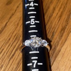 Sterling Sliver Moissanite Engagement Ring Size 6 