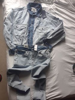 Levi's Jean suite inside out look XL pants 34 brand new never worn with the tags original price jacket/ $200 Jeans/$170