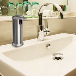 Infrared Automatic Soap Dispenser Soap Sensor Dispenser, Stainless Steel Touchless Soap Dispenser with Waterproof Base for Bathroom Kitchen Hotel