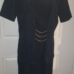 Worthington Suede Navy Formal/Semi-Formal Short Sleeve Dress (Size 8)
