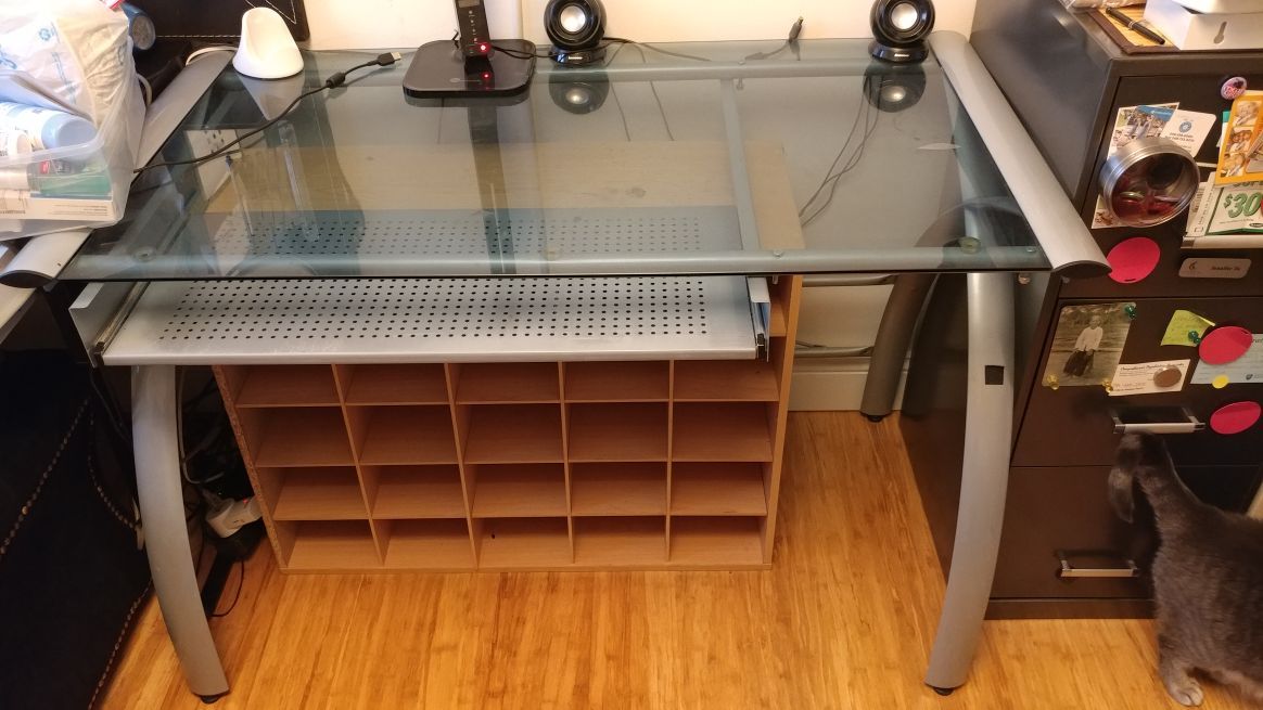 Metal and glass desk
