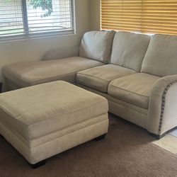 L shape couch tan