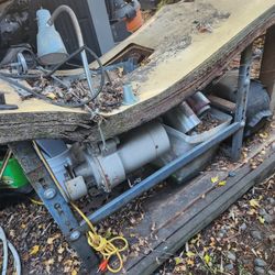 2 vintage industrial sewing machine desks tables and 1 machine for parts or repair salvage 
