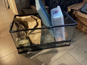 Large reptile aquarium with lid and other items to go with it