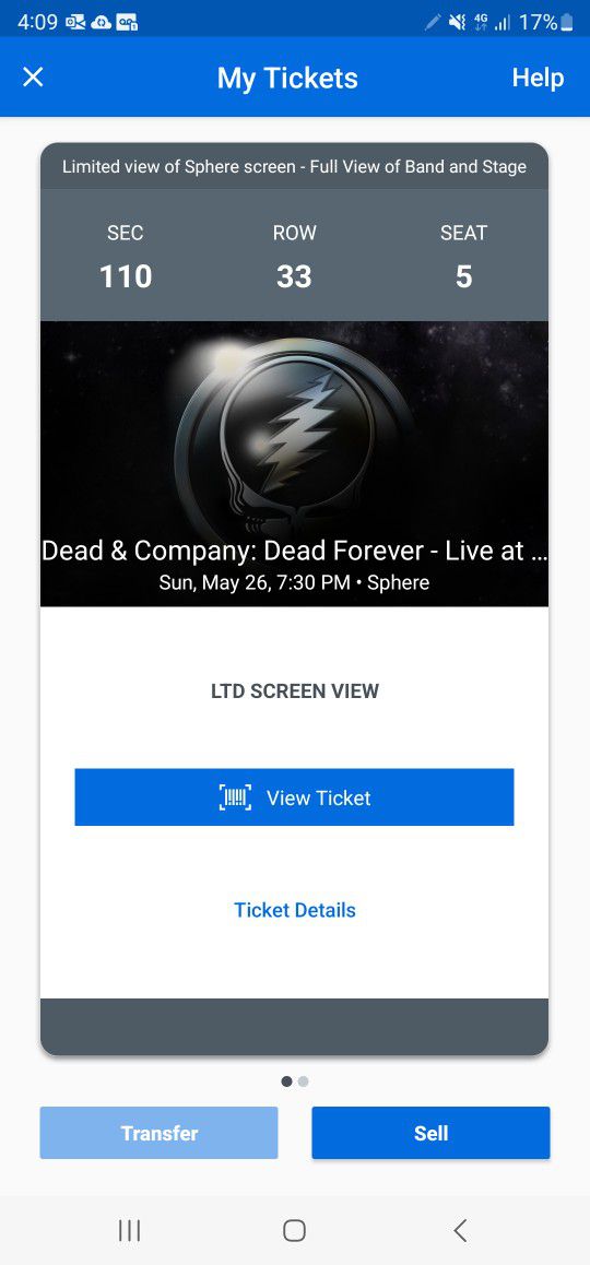 Dead & Co/Sphere May 26th Seats 