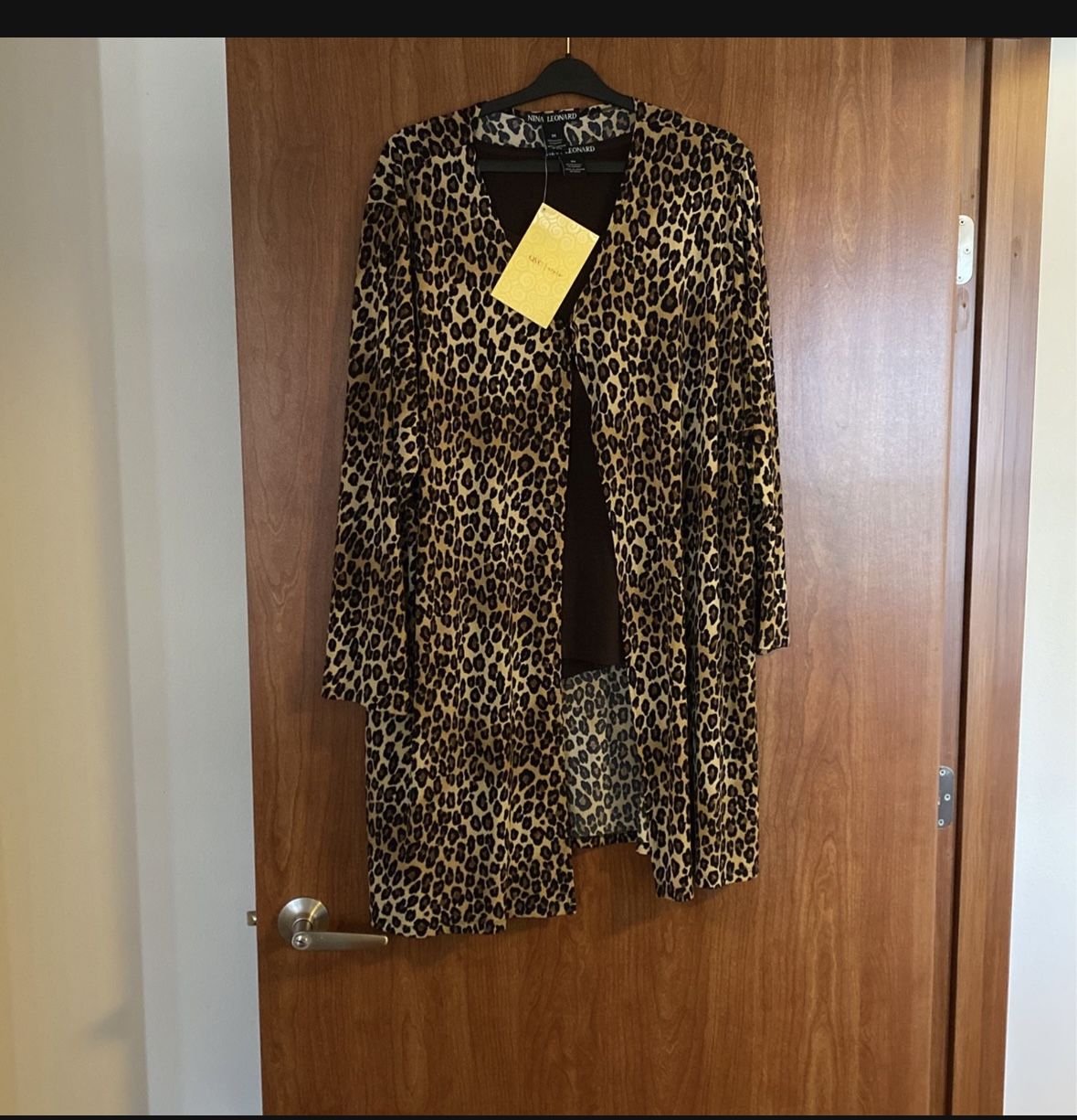 Nina Leonard Long Sleeve Duster Cardigan & Tank Top Set 3XL