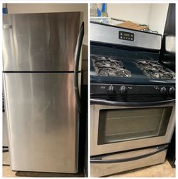 Set gas stove & refrigerator stainless steel Frigidaire