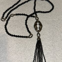 Scott Kay Sterling Silver & Black Onyx Beaded Bolo Tassel Necklace