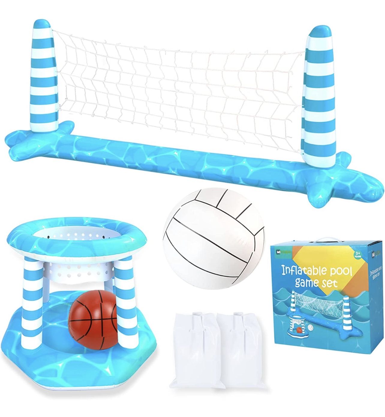 Inflatable Pool Volleyball Net Basketball Hoop Swimming Pool Toys Set