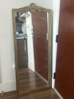 56” H × 24” W  Beautiful Solid Metal Subtle Gold Frame Long Floor Mirror