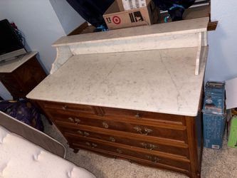 Heavy Antique Style Marble Top Bedroom Furniture Set