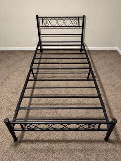 Twin Metal Bed Frame with Headboard and Footboard