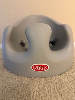 Nuby My Floor Seat Soft Foam Baby Booster Seat with 3-Point Harness, Gray - New!