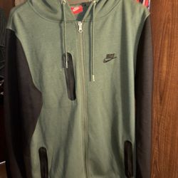 Nike Olive and Black zip up hoodie