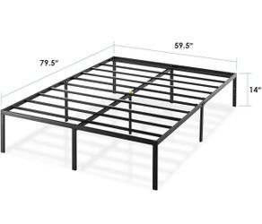 Mattress 14 Inch Metal Platform Beds w/ Heavy Duty Steel Slat Mattress Foundation (No Box Spring Needed), Queen, Black