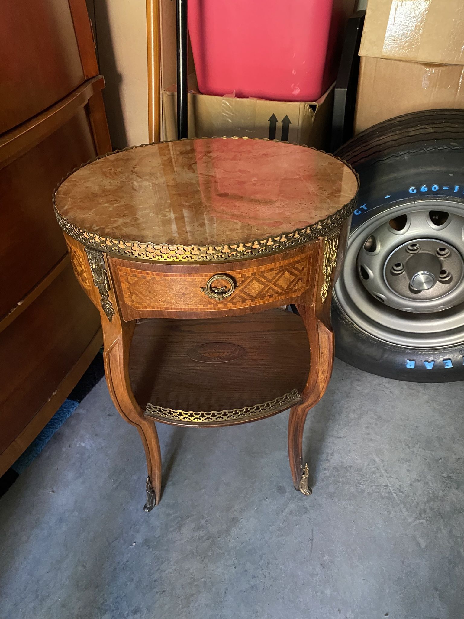 Antique Table With Small Drawer