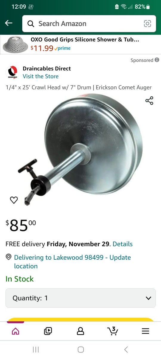 Erickson Drain Cleaner (Snake) Brand New!