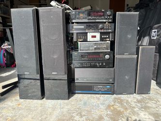 Home Audio System Stack with Speakers
