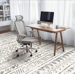 New - 5 x 7 Moroccan Area Rug - Geometric Soft Thin Machine Washable with No Slip Backing