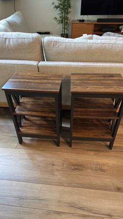2 Used 3 Tier Side Tables Dark Brown
