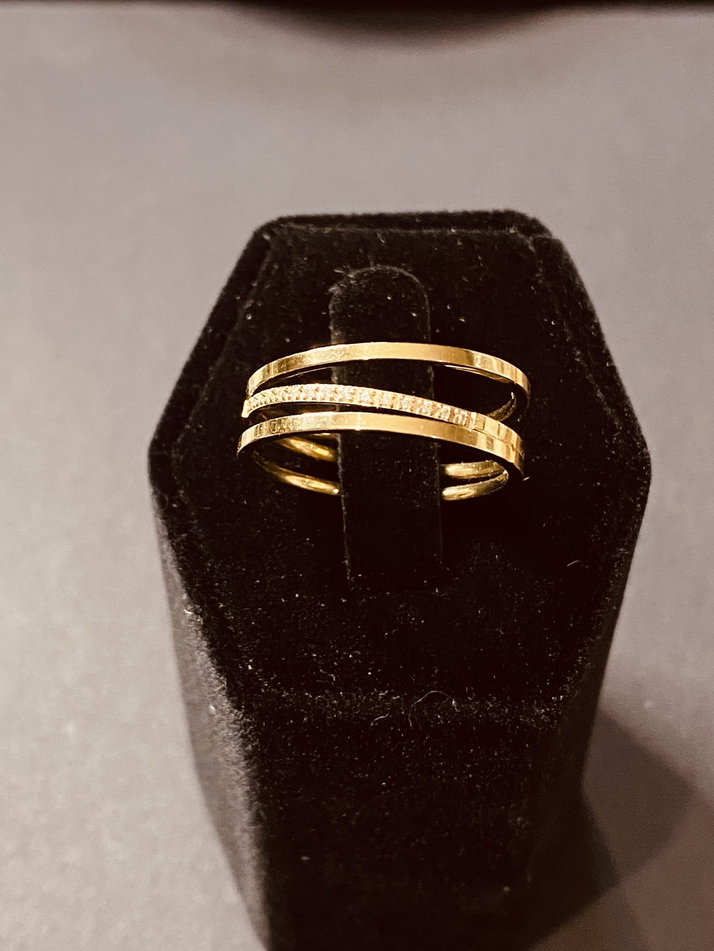22K Stainless Steel Diamond Band Ring