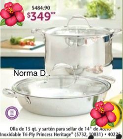 Set de olla de 15 qts y cacerola de 14 “ tri-ply nuevas en sus cajas 🌺 princess house 🌺