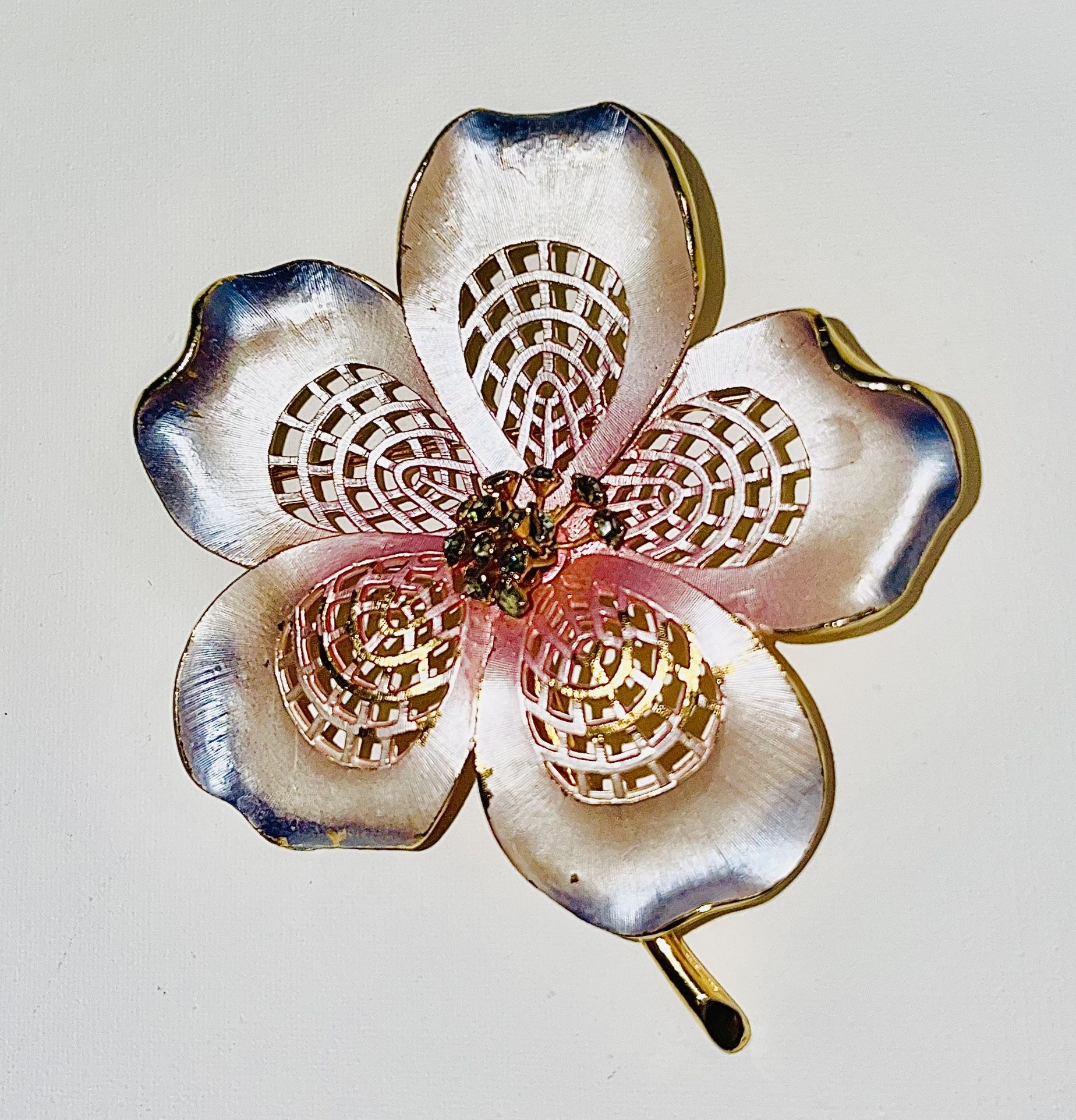 Vintage Iridescent Flower Brooch Park Lane