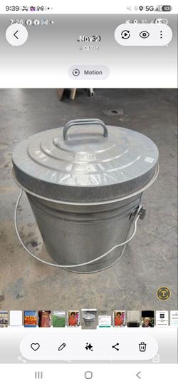 Galvanized Steel Storage Can 6-Gallon Locking Lid Trash Feed Pet Food Outdoor