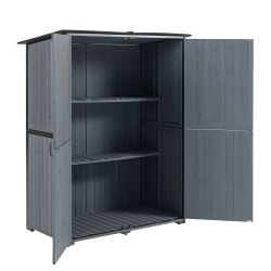 Outdoor Storage Cabinet 55.1L X 29.1W X 68.9H, Garden Shed Tool Shed with Metal Frame Structure for Backyard Garden Patio Lawn (Blue Gray)