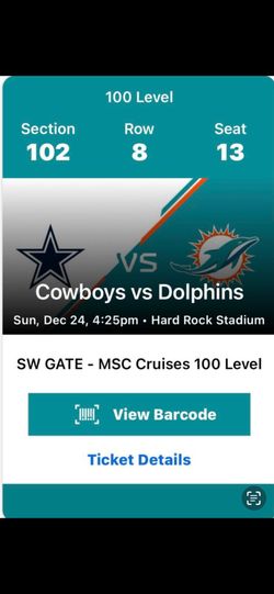 Dolphins Vs Cowboys walk ins (pay inside)