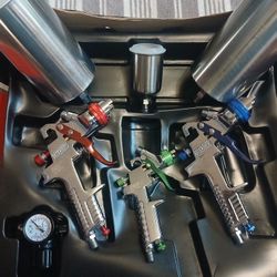 3-Gun HVLP Paint Spray Gun Kit – 1.0 / 1.4 / 1.7 mm – New, Complete Set

