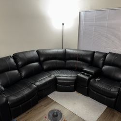 Black Leather Sectional 