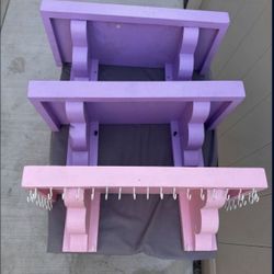 Pink, Purple Kids Shelves 18 In x 8 In