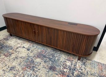 Dark Brown TV Entertainment Center w/Rolling Doors