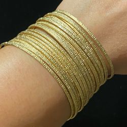 Nordstrom Gold Tone Hammered Texture Cuff Bracelet Multi Bracelet Look