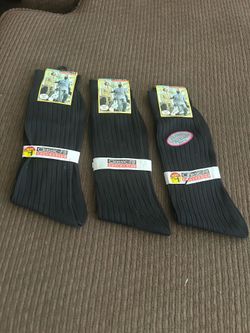 Vintage Classic-Fit Collection Mens Black Ribbed Dress Socks 100% Nylon 3 Pairs