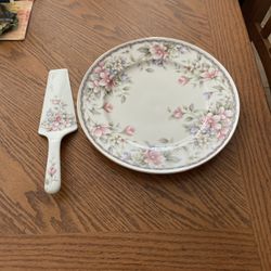 Japanese Cake Plate, And Cake Knife