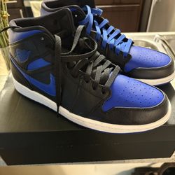 Jordan 1 Mid Royal Blue & Black 10.5M
