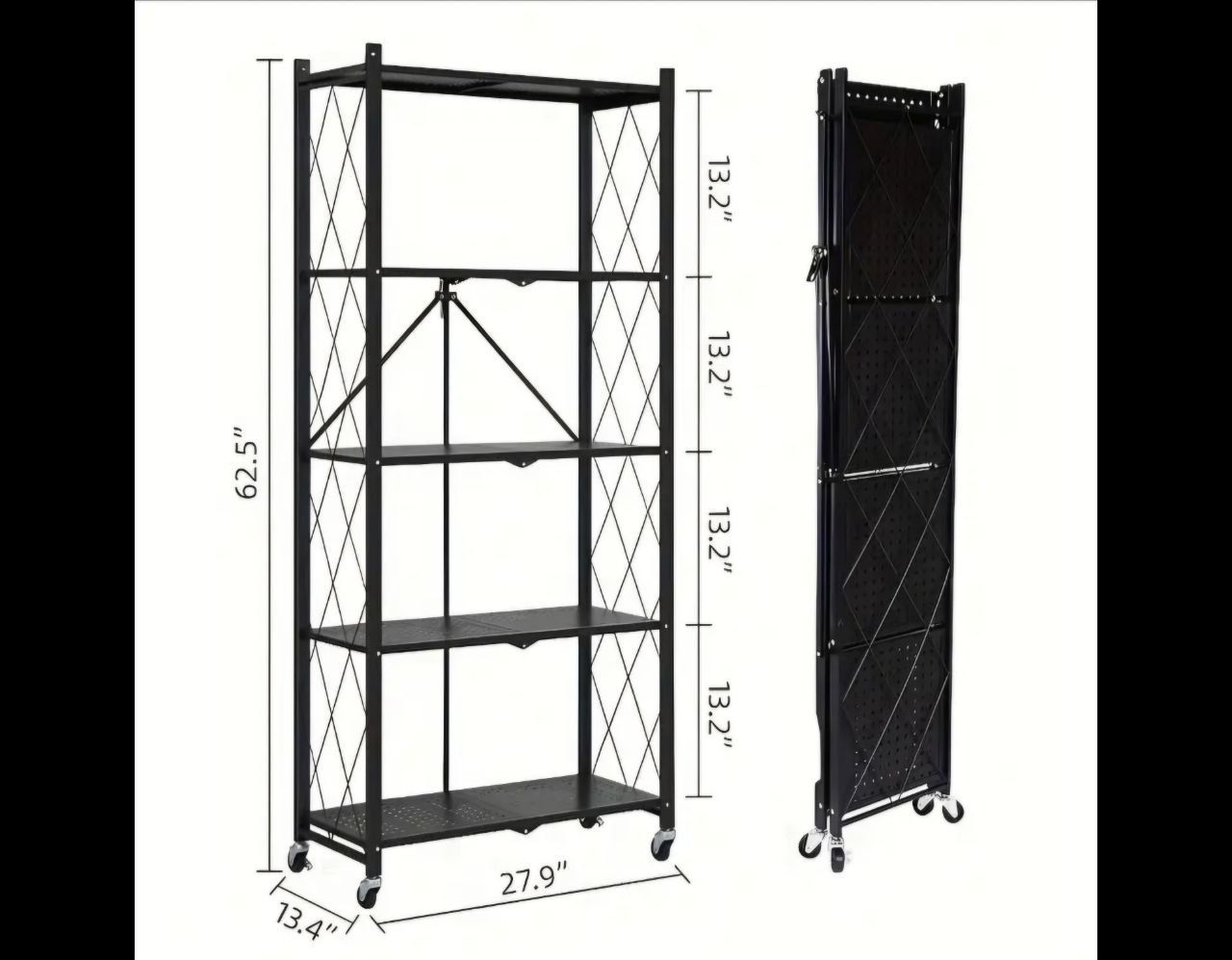 5 Layer Storage Rack No Installation Folding Storage Rack With Wheels Can Move Freely Suitable For Living Rooms Kitchens Garages Study Rooms B