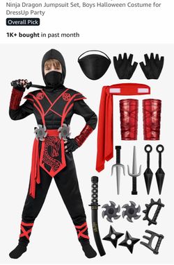 Spooktacular Creations Halloween Ninja Costume Kids, Ninja Dragon Jumpsuit Set, Boys Halloween Costume for DressUp Party
