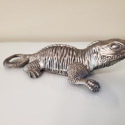 Vintage Iguana 2 Way Bottle Opener Silver Metal
