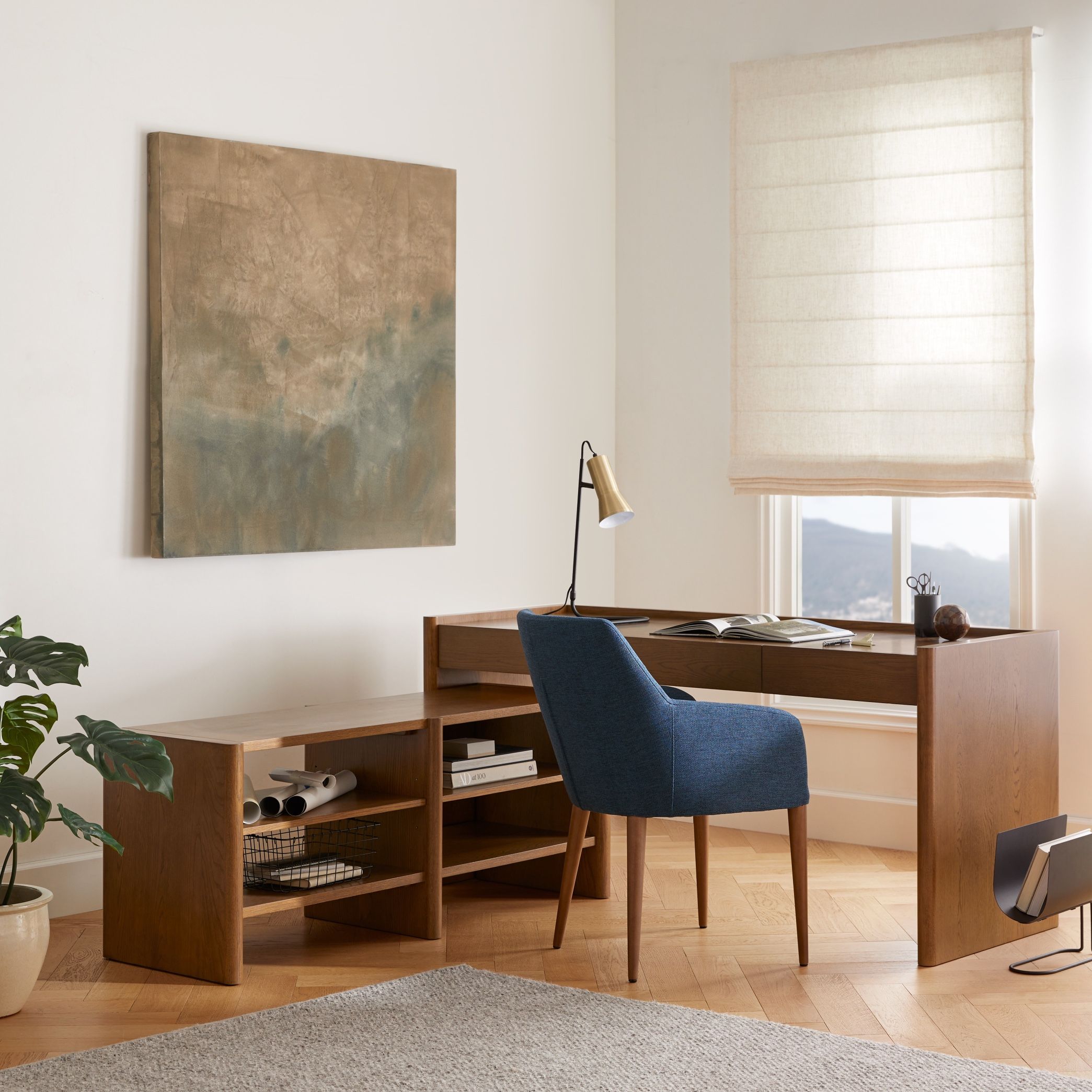 Open Box Article Torme Smoked Oak L-Shaped Desk