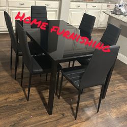 Furniture table with six chair