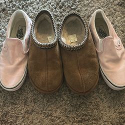 Chestnut Tasmanian Uggs And Baby Pink Slip On Vans. Can Be Sold Separately 