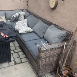 Outside Couch and Fountain