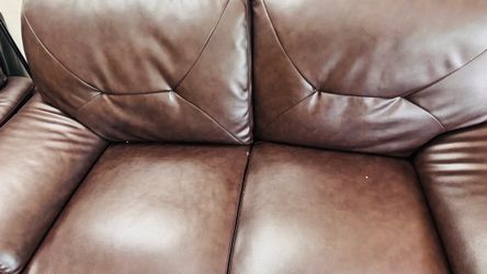 Brown Leather Loveseat Sofa