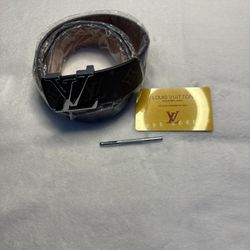 New Black Flower With Silver Buckle Louie Vuitton Belt Size 42